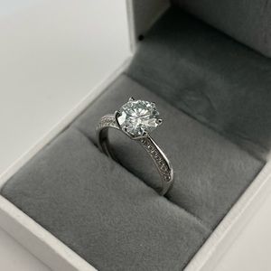 2ct Round Cut Moissanite‎ Solitaire 925 Silver Adjustable Engagement Ring